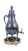 19TH CENTURY BLACK LACQUERED COFFEE POT ON STAND