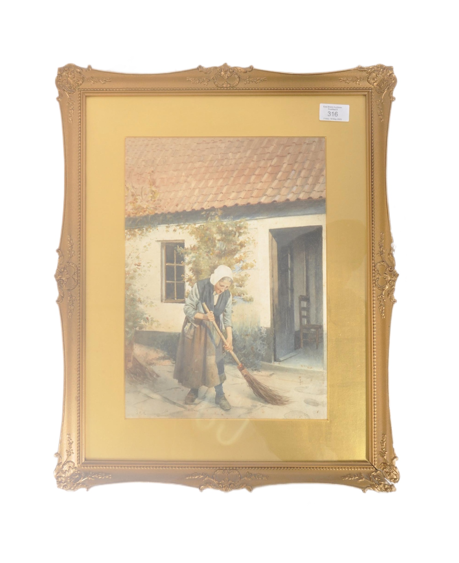 ENGLISH SCHOOL WATERCOLOUR PAINTING - ELDERLY LADY