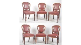 SIX VICTORIAN SOLID MAHOGANY BALLOON BACK DINING CHAIRS