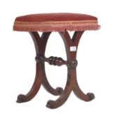 MANNER OF GILLOWS 19TH CENTURY MAHOGANY X FRAME STOOL