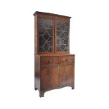 19TH CENTURY GEORGE III MAHOGANY LIBRARY BOOKCASE CABINET