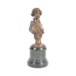 19TH CENTURY BRONZE FIGURINE BUST OF A YOUNG MAIDEN