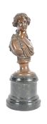 19TH CENTURY BRONZE FIGURINE BUST OF A YOUNG MAIDEN