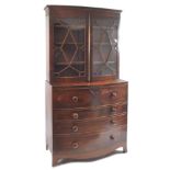 GEORGE III 19TH CENTURY BOW FRONT SECRETAIRE BOOKCASE