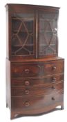 GEORGE III 19TH CENTURY BOW FRONT SECRETAIRE BOOKCASE
