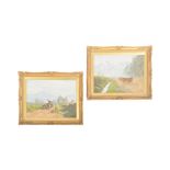 PAIR SOUTH AMERICAN OIL PAINTINGS - LOS LEONES - ECUADOR