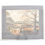 ROWLAND SUDDERBY - MIDCENTURY WATERCOLOUR OF AN ENGLISH FIELD