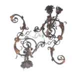 PAIR OF ARTS & CRAFTS MANNER WROUGHT IRON & COPPER WALL LIGHTS