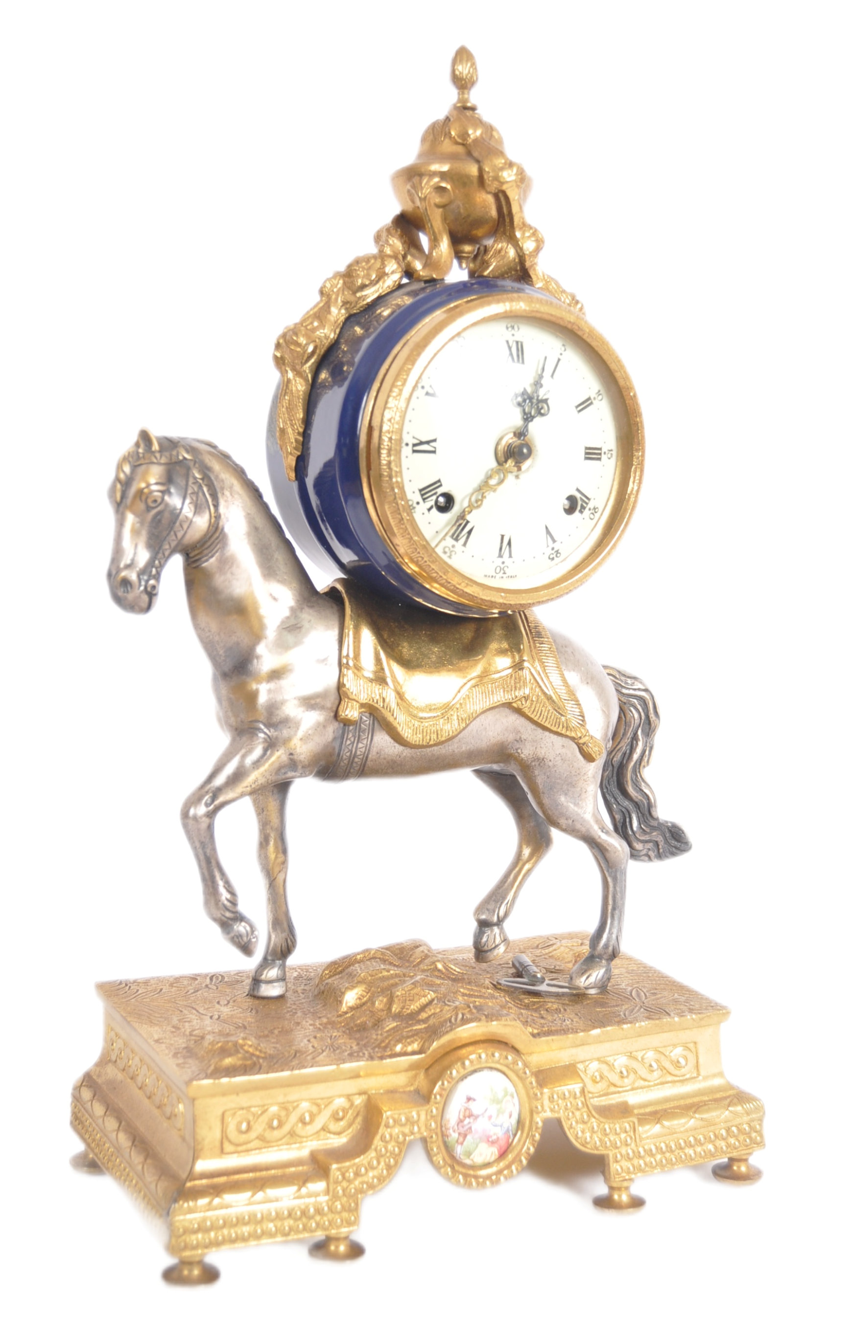 ITALIAN GILT METAL IMPERIAL MANTEL CLOCK