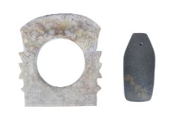 TWO HONGSHAN CULTURE CHINESE NEOLITHIC JADE AXE HEADS