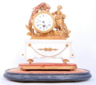 19th CENTURY FRENCH ORMOLU & MARBLE MANTLE CLOCK WITH DOME
