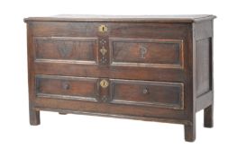 17TH CENTURY COMMONWEALTH OAK MULE CHEST COFFER CHEST