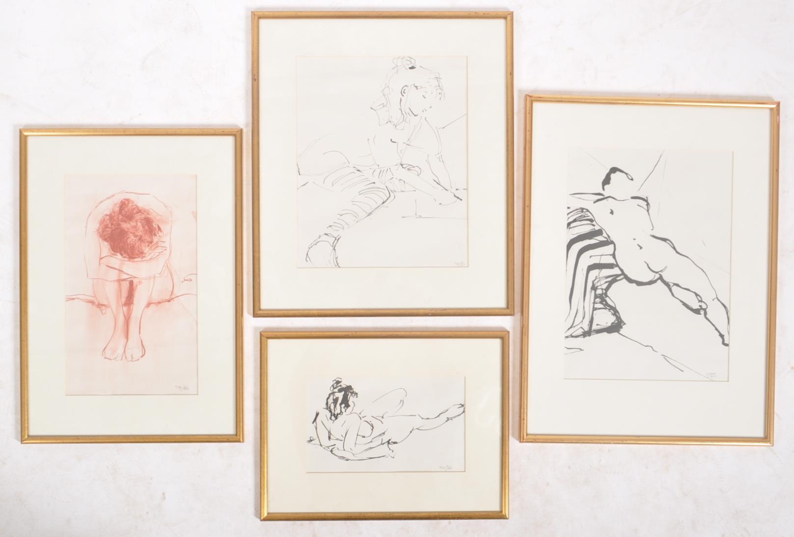 COLLECTION OF FOUR FRANK SIDOLI INK ON PAPER STUDIES PAINTINGS