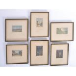 CLAUDE H. ROWBOTHAM - SIX LATE 19TH CENTURY COLOURED ETCHINGS