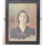 MILDRED ENTWISLE - 1940S OIL ON CANVAS PORTRAIT OF A WOMAN