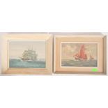 TWO 20TH CENTURY OIL ON CANVAS PAINTINGS OF SCHOONERS