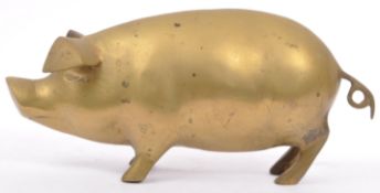 20TH CENTURY LARGE BRASS PIG FIGURINE