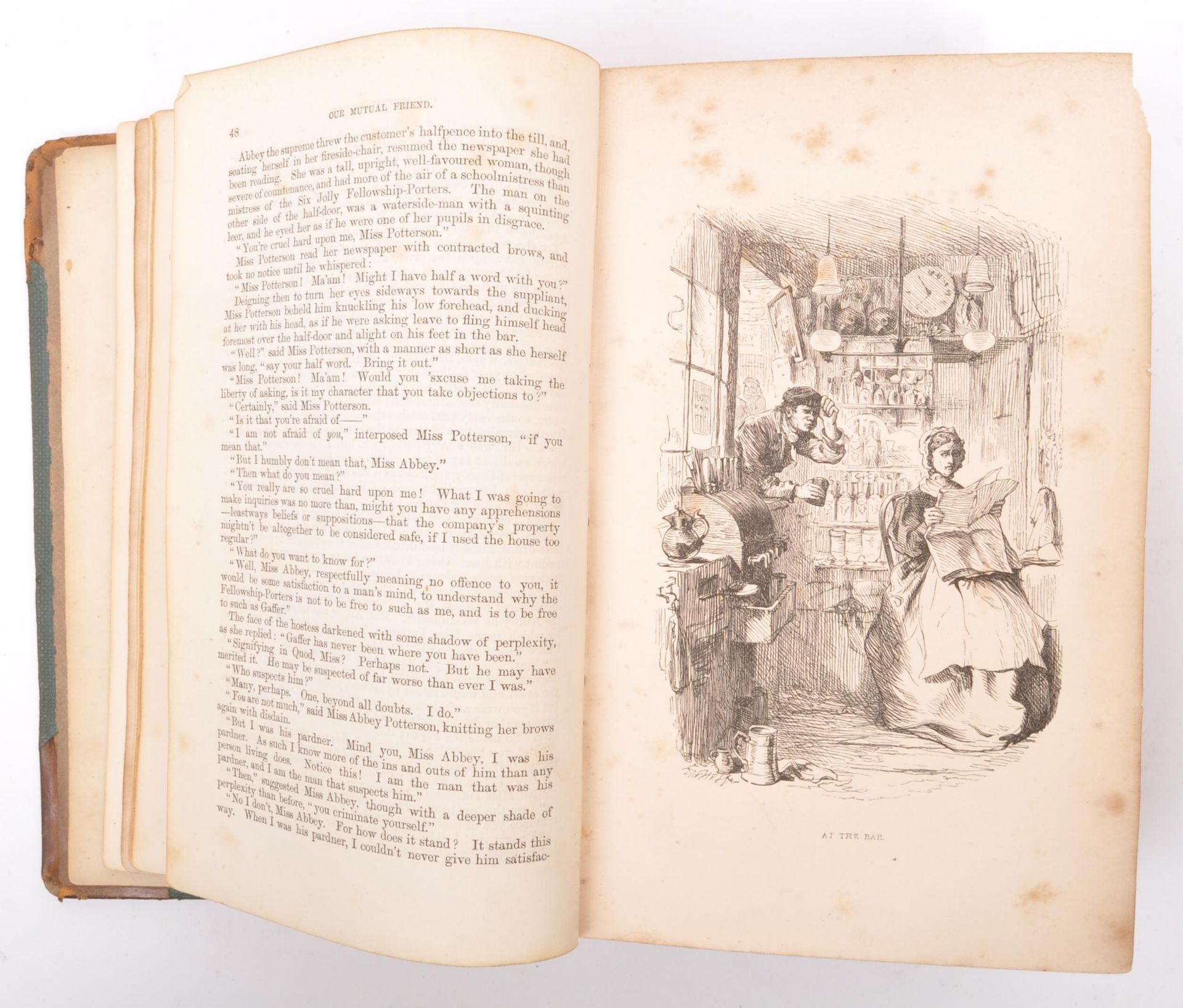 CHARLES DICKENS OUR MUTUAL FRIEND FIRST EDITION TWIN VOL BOOK - Image 4 of 10