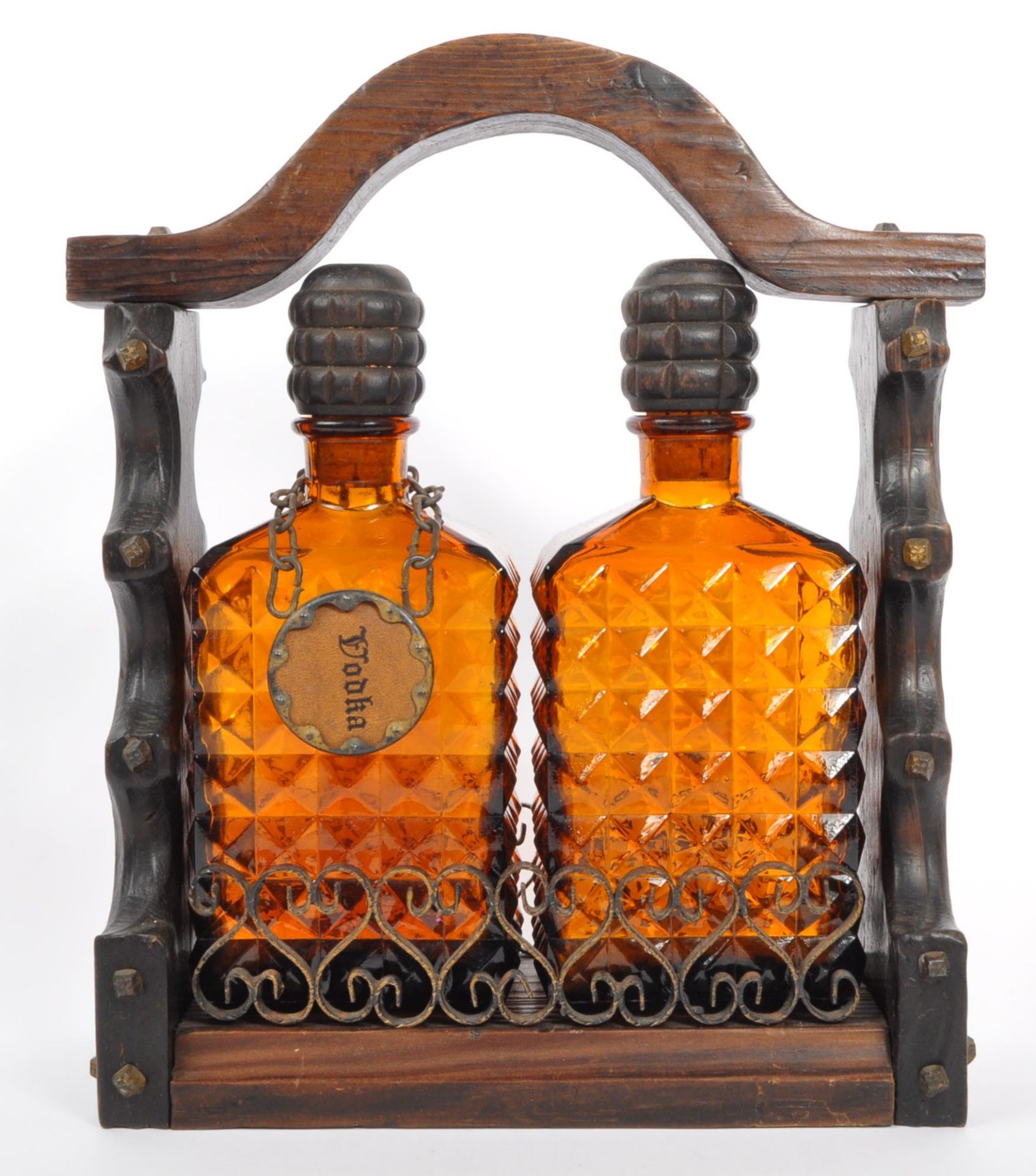 CONTEMPORARY TWO SQUARE DECANTER TANTALUS - Image 3 of 6