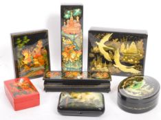 COLLECTION OF RUSSIAN FOLK ART LACQUERED BOXES