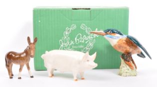 COLLECTION OF BESWICK - BOAR - DONKEY & KINGFISHER
