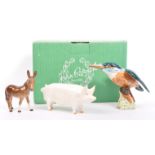 COLLECTION OF BESWICK - BOAR - DONKEY & KINGFISHER