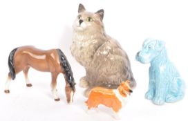 COLLECTION OF PORCELAIN ANIMAL FIGURINES DOG - HORSE ETC