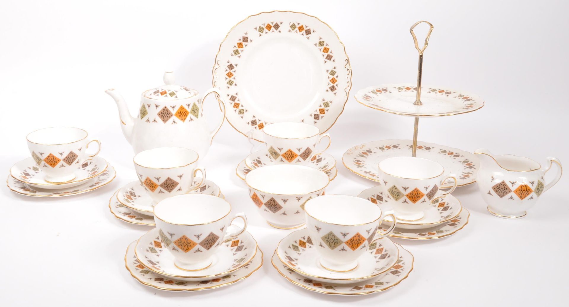 VINTAGE RETRO MID 20TH CENTURY COLCLOUGH SIX PIECE TEA SERVICE