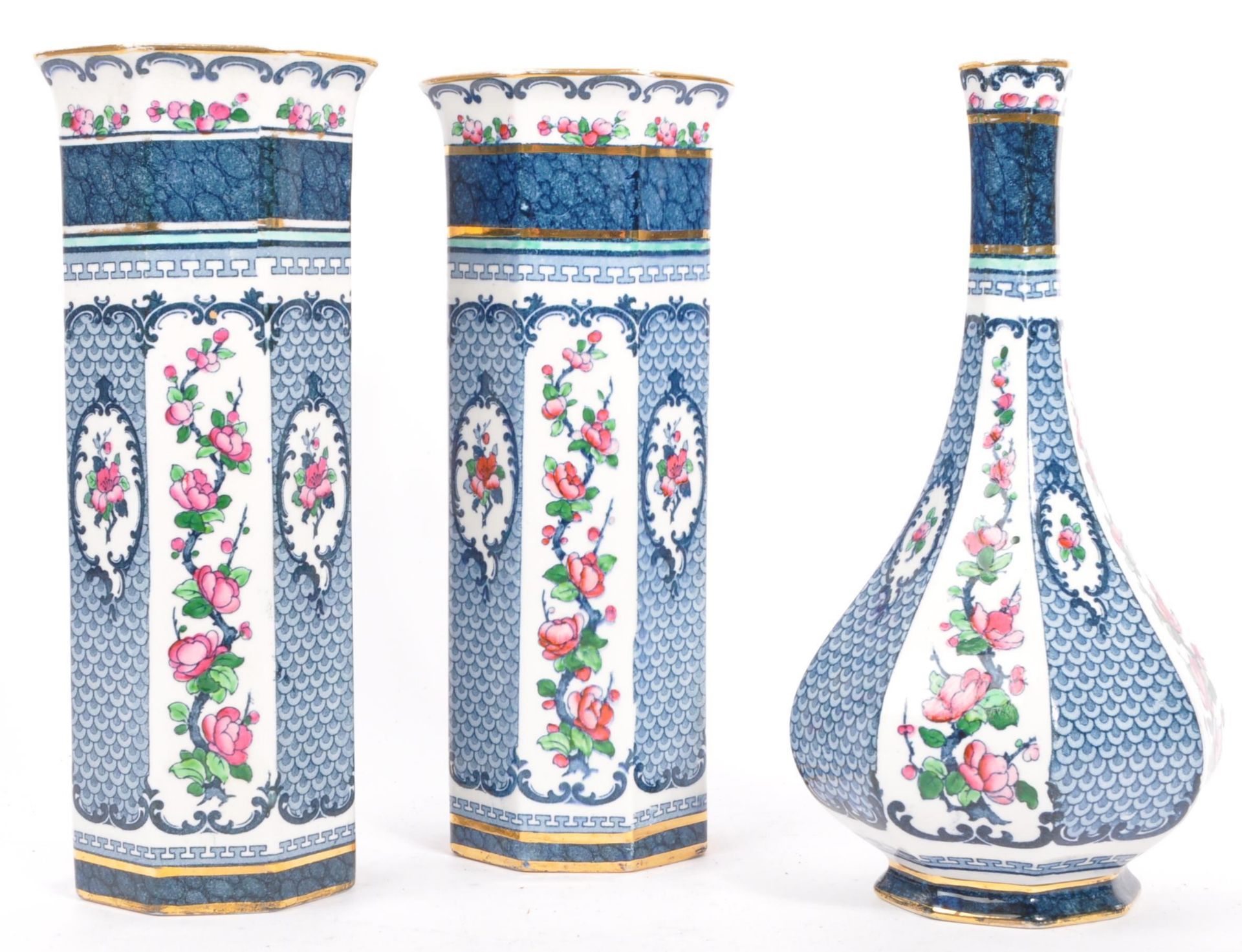 LOSOL WARE YEDDO BONE CHINA VASES - THREE PIECES