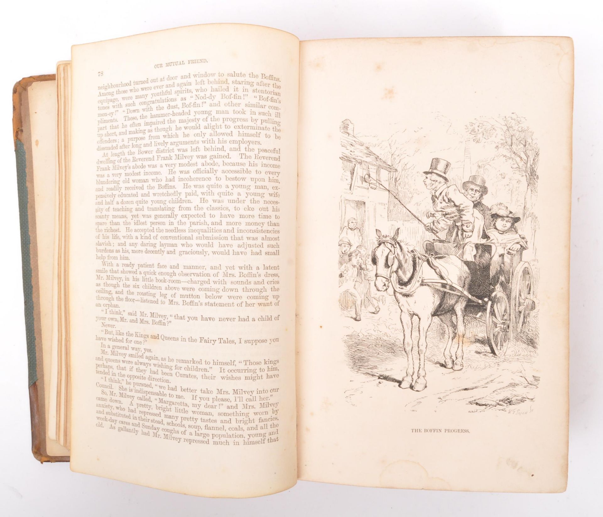 CHARLES DICKENS OUR MUTUAL FRIEND FIRST EDITION TWIN VOL BOOK - Image 5 of 10