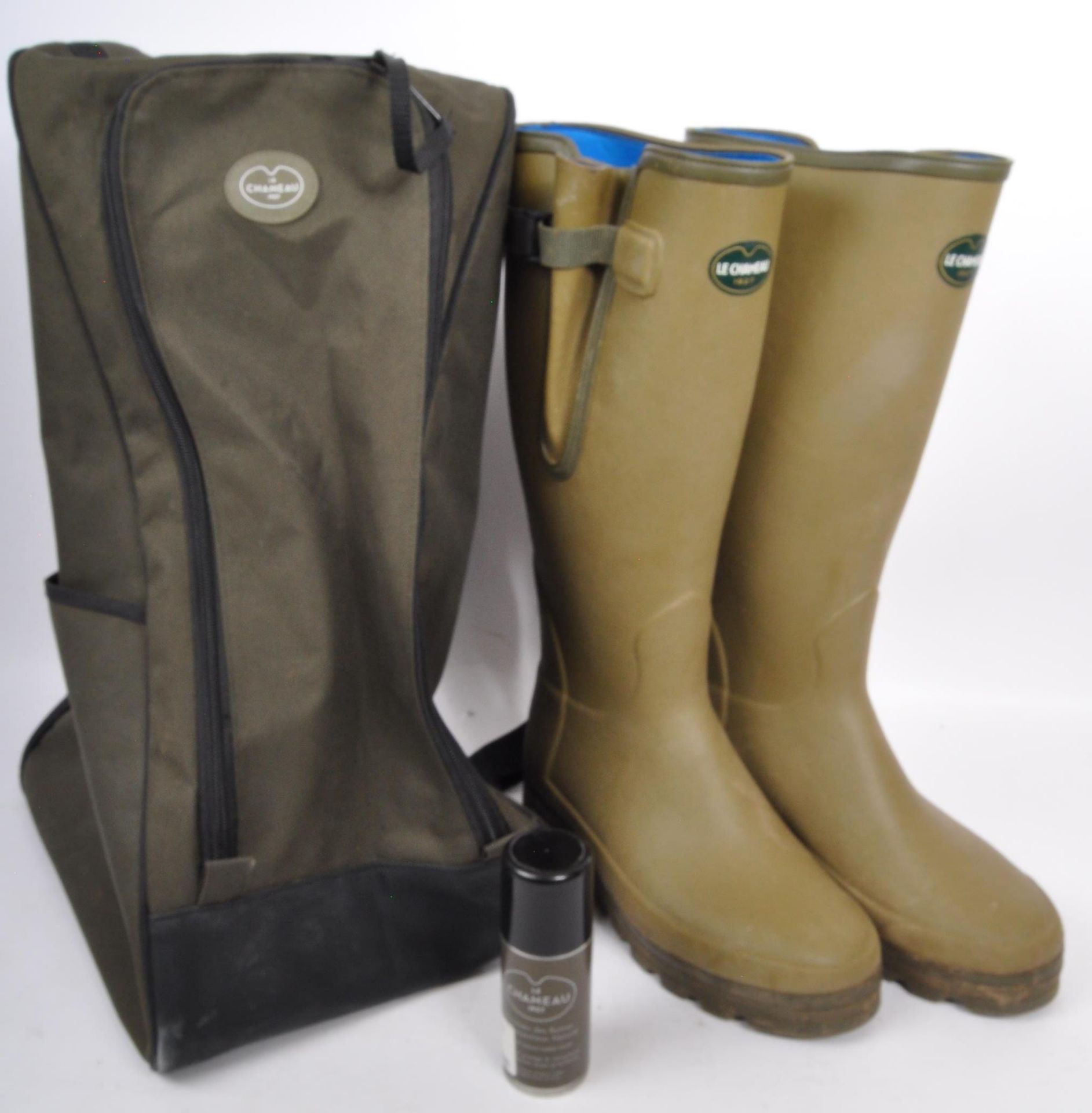 PAIR OF LE CHAMEAU GREEN WELLINGTON BOOTS