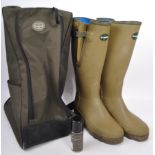 PAIR OF LE CHAMEAU GREEN WELLINGTON BOOTS