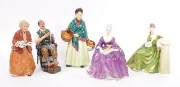ASSORTMENT OF FIVE CHINA CERAMIC FIGURINES BY ROYAL DOULTON