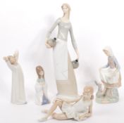 COLLECTION OF FIVE VINTAGE NAO BY LLADRO PORCELAIN FIGURINES