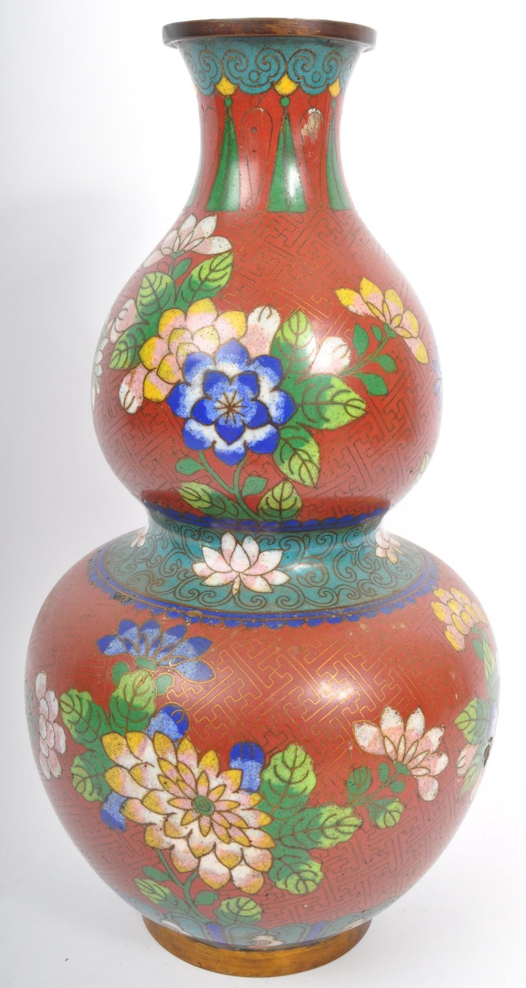 EARLY 20TH CENTURY CHINESE ORIENTAL CLOISONNE DUAL GOURD VASE