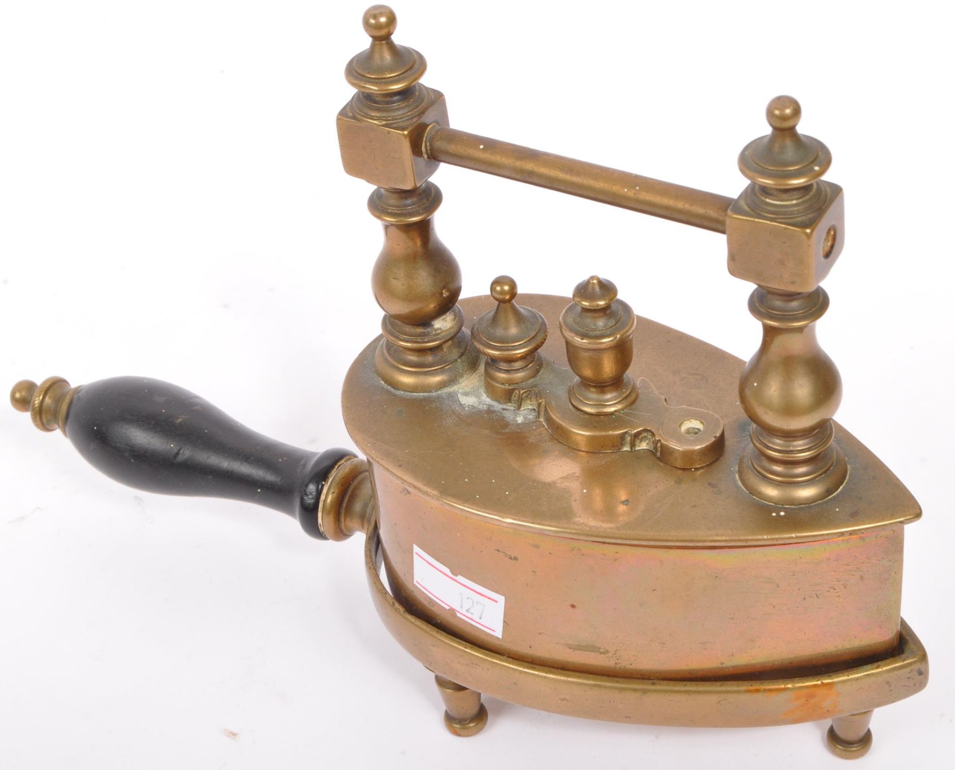 19TH CENTURY PORTABLE BRASS TRAVEL HANDLE IRON - Image 5 of 5