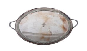 19TH CENTURY LARGE SILVER PLATED SALVER PLATTER TRAY