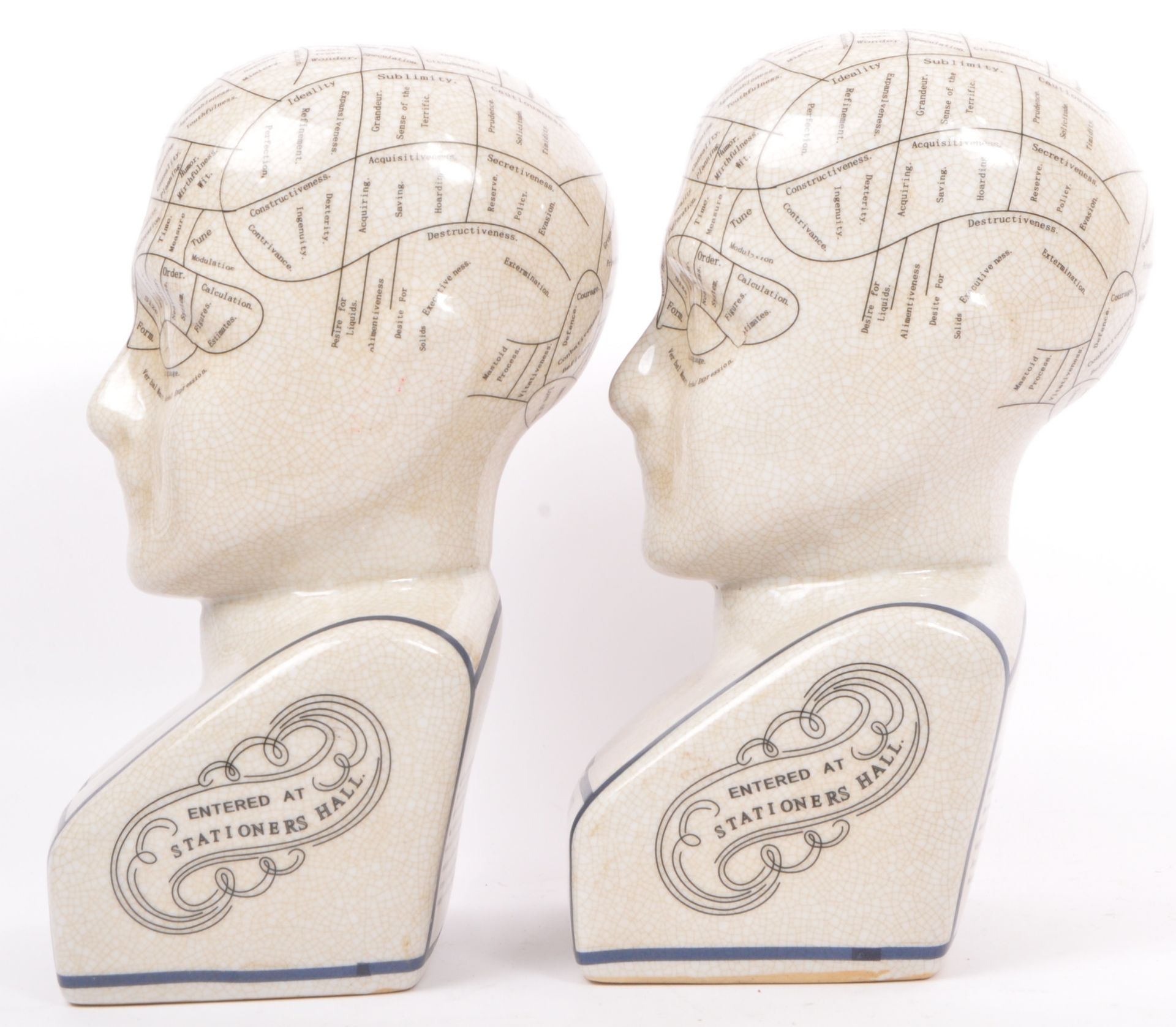 PAIR OF VINTAGE PHRENOLOGY CERAMIC BUSTS AFTER L. N. FOWLER - Image 2 of 7