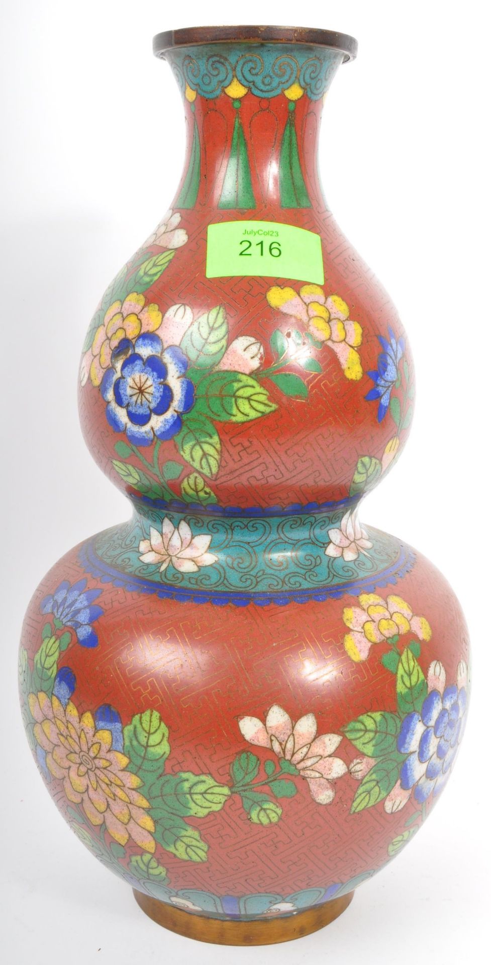 EARLY 20TH CENTURY CHINESE ORIENTAL CLOISONNE DUAL GOURD VASE - Image 2 of 6