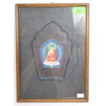 AN EARLY 20TH CENTURY BUDDHIST SEATED BUDDHA HAND PAINTING