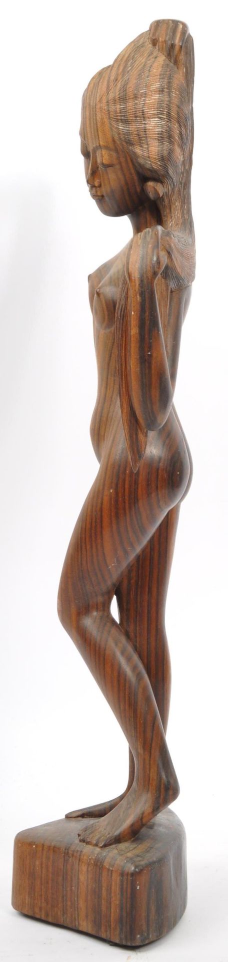 20TH CENTURY ASIAN CARVED FRUITWOOD NUDE STUDY FIGURE - Image 2 of 5