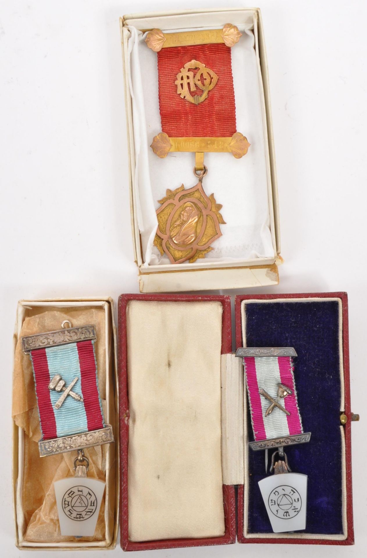 THREE EARLY 20TH CENTURY MASONIC MEDALS - CHALCEDONY