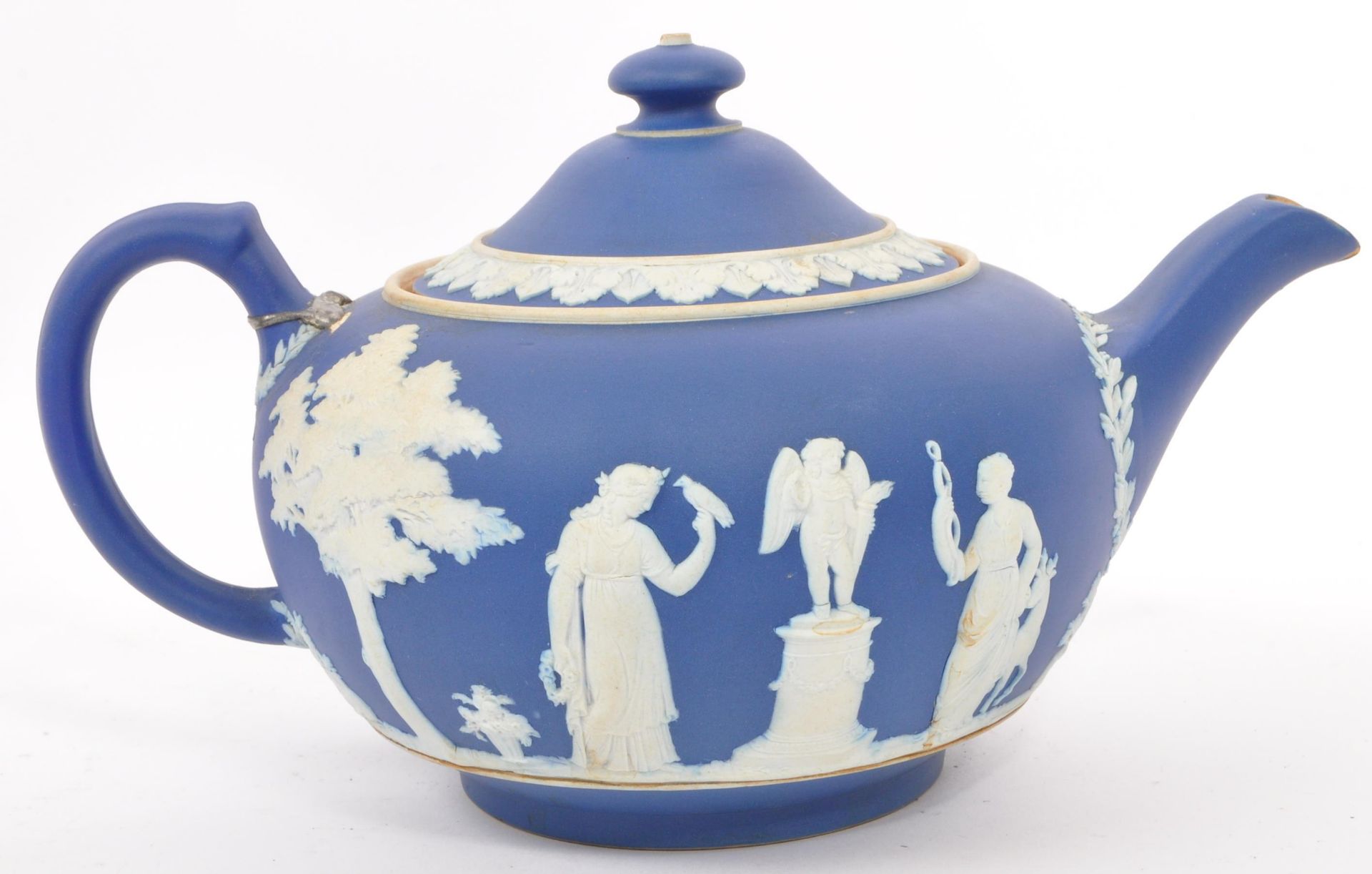 19TH CENTURY WEDGWOOD JASPERWARE PORTLAND BLUE TEAPOT - Image 3 of 6