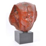 20TH CENTURY COMPOSITE RESIN EGYPTIAN PHAROAH BUST ON PLINTH