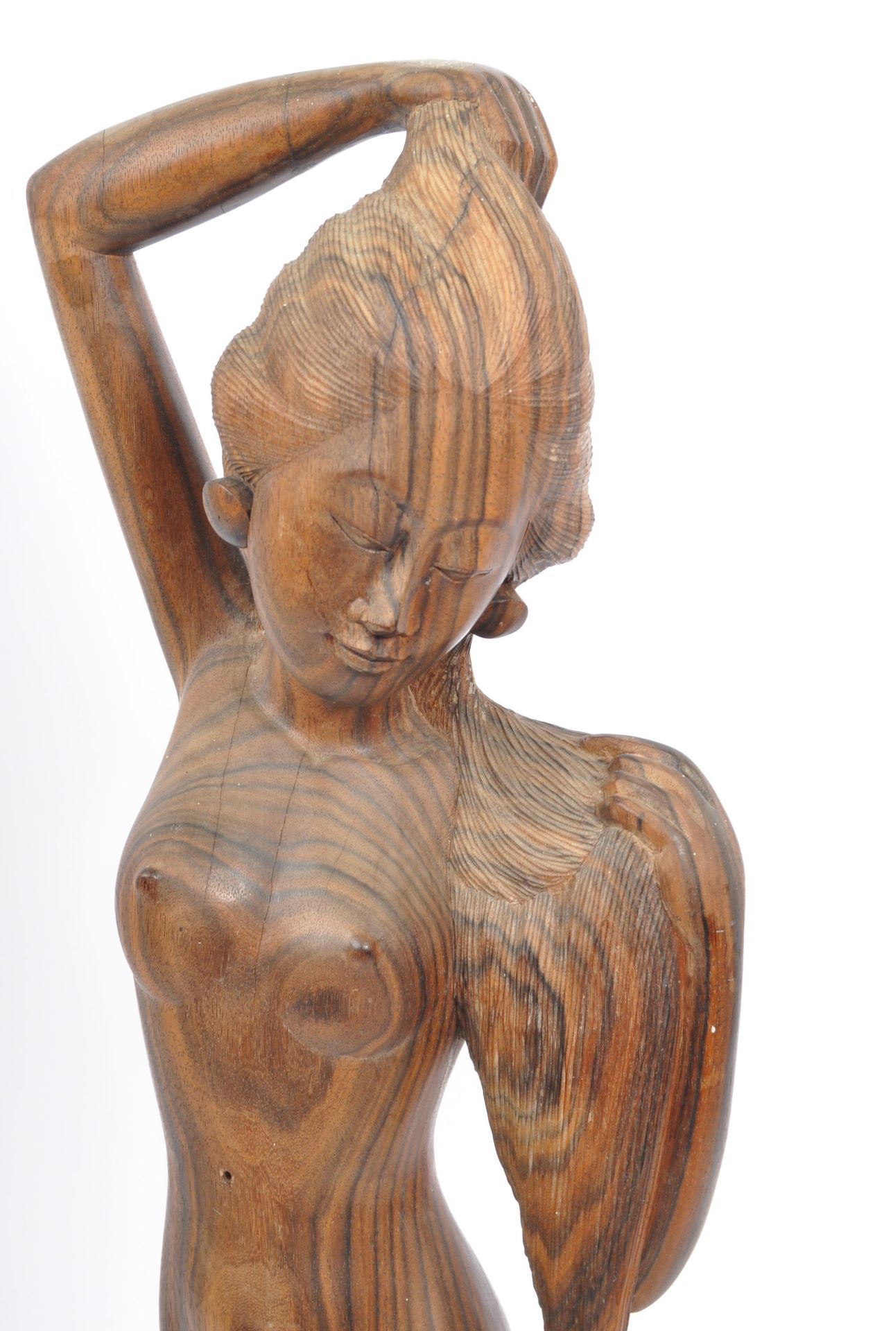 20TH CENTURY ASIAN CARVED FRUITWOOD NUDE STUDY FIGURE - Image 5 of 5