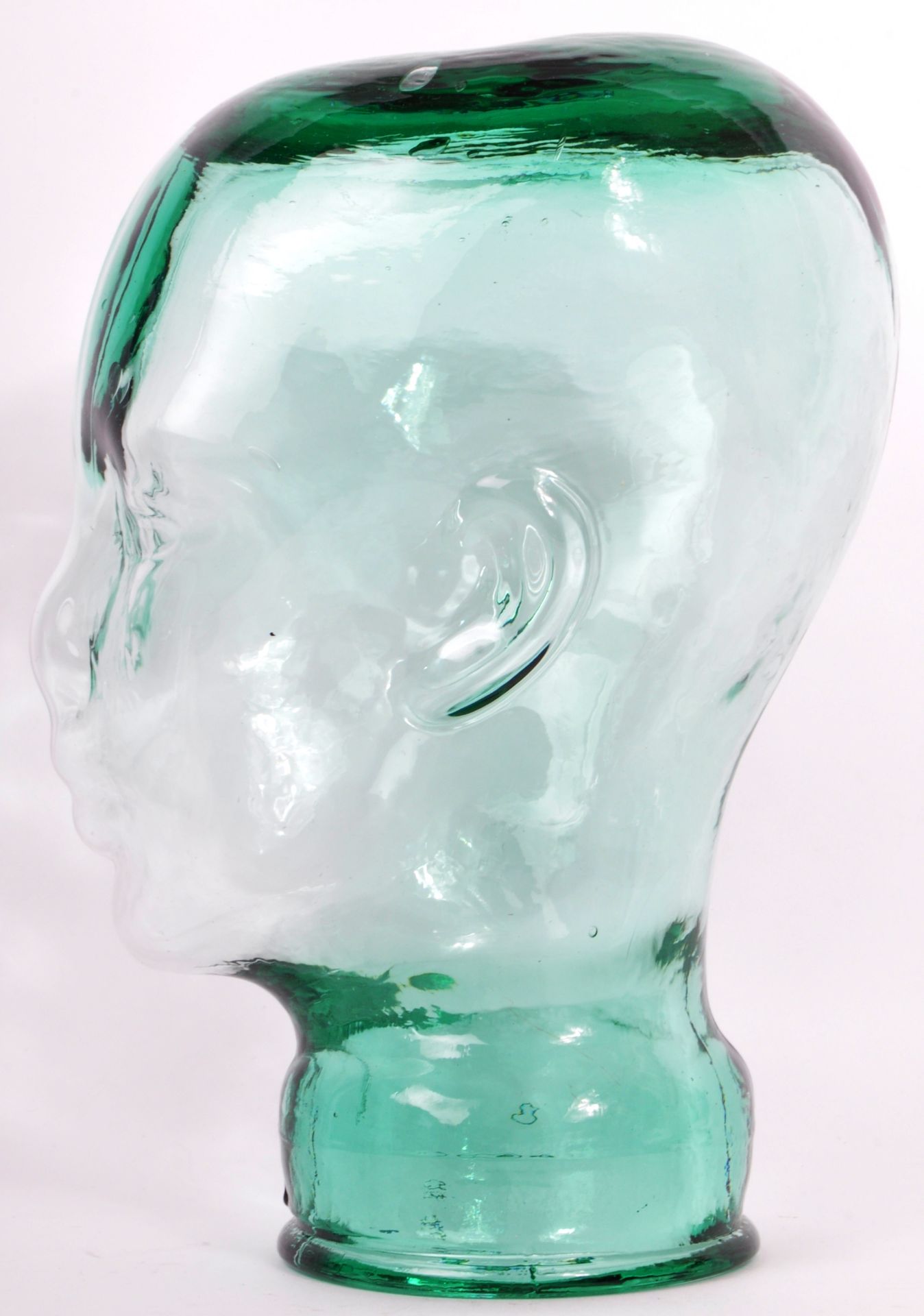 VINATGE 20TH CENTURY CLEAR GLASS MILLINERS MANNEQUIN HEAD - Image 4 of 5