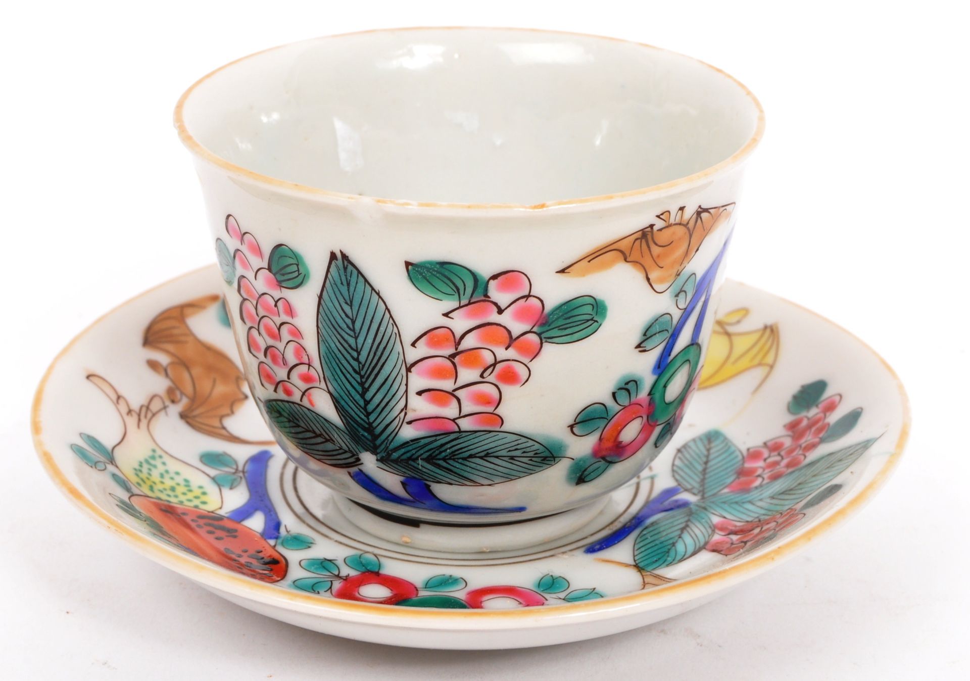A 19TH CENTURY CHINESE ORIENTAL PORCELAIN TEA CUP & SAUCER - Image 2 of 5