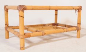MID CENTURY RETRO BAMBOO & GLASS COFFEE OCCASIONAL TABLE