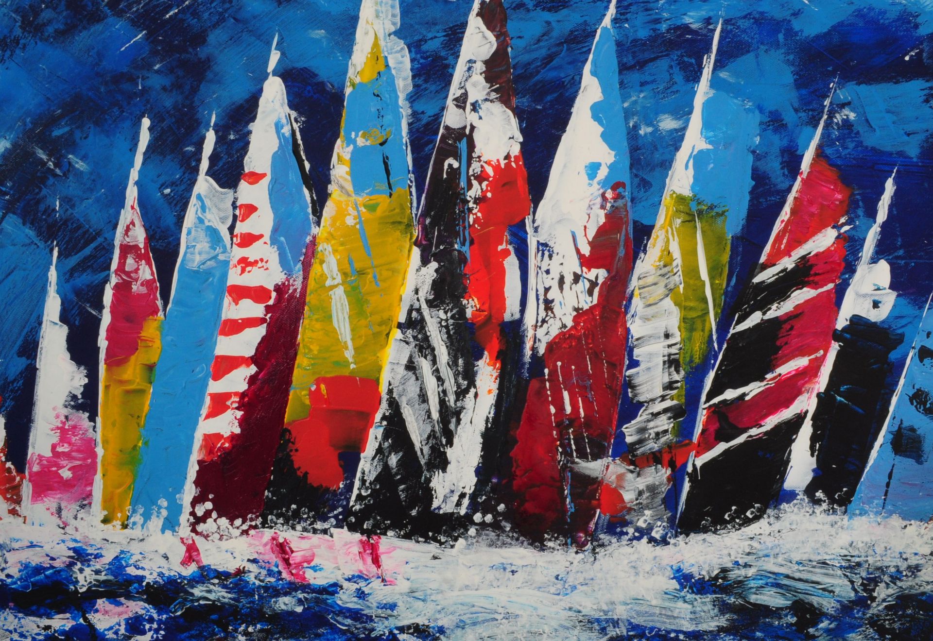 A LATE 20TH CENTURY OIL ON CANVAS MARITIME YACHTS BOATS - Image 4 of 4