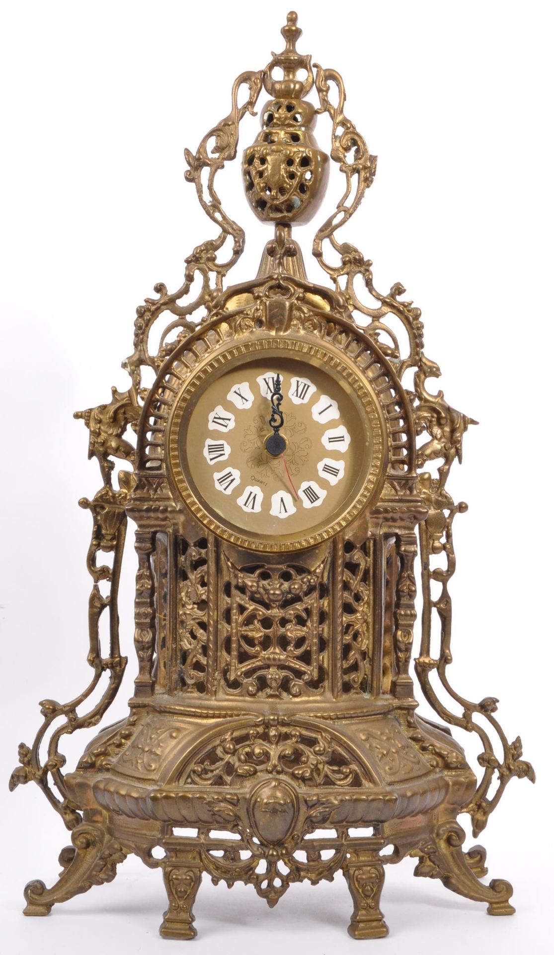 LARGE EARLY 20TH CENTURY ORNATE SCROLLED BRASS CLOCK BODY
